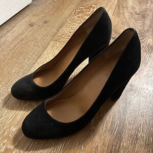 J Crew 3” black suede heels